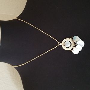 Gold Round Shell Charm Pendant Necklace